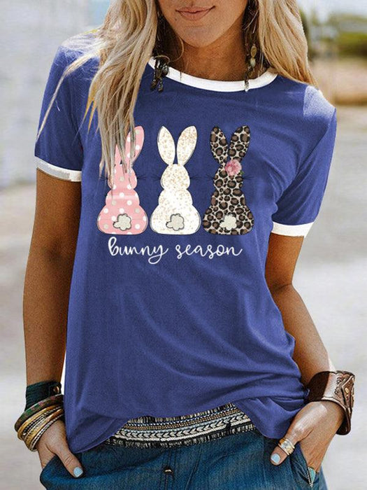 Whimsical Easter Bunny Print Women's Casual Tee with Shift Design