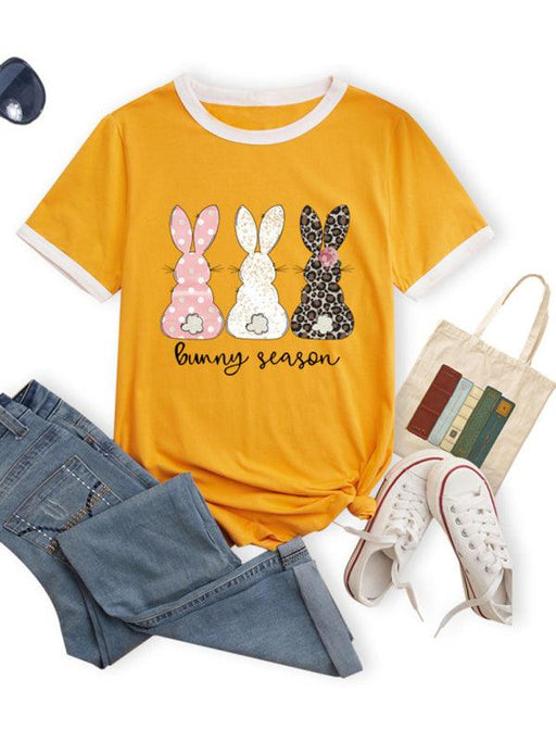 Happy Easter Bunny Graphic Shift Women's Casual T-Shirt with Whimsical Design
