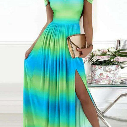 Enchanting Elegance: Women's V-Neck Printed Maxi Dress