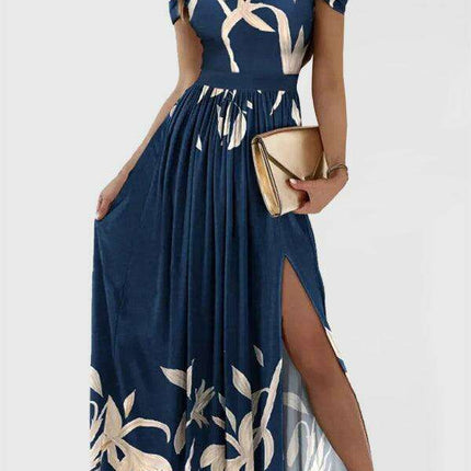 Enchanting Elegance: Women's V-Neck Printed Maxi Dress
