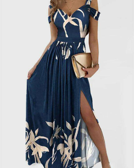 Enchanting Elegance: Women's V-Neck Printed Maxi Dress