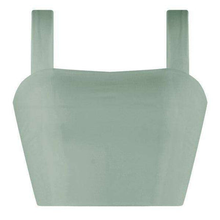 Elegant Square Neck Cotton Blend Crop Top for Trendsetting Women