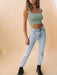 Breathable Cotton Blend Crop Top with Chic Square Neckline for Fashionable Ladies