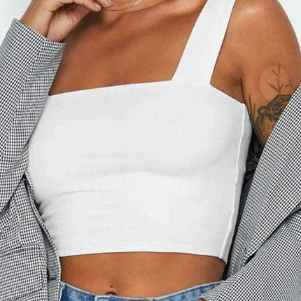 Elegant Square Neck Cotton Blend Crop Top for Trendsetting Women