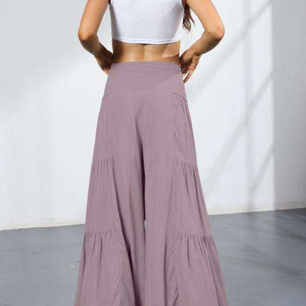 Chic Wide-Leg Cotton Pants with Stylish Woven Straps