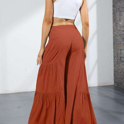 Chic Wide-Leg Cotton Pants with Stylish Woven Straps