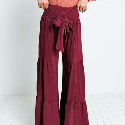 Chic Wide-Leg Cotton Pants with Stylish Woven Straps