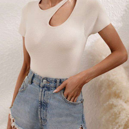 Chic Asymmetrical Shoulder Ribbed Knit Sweater