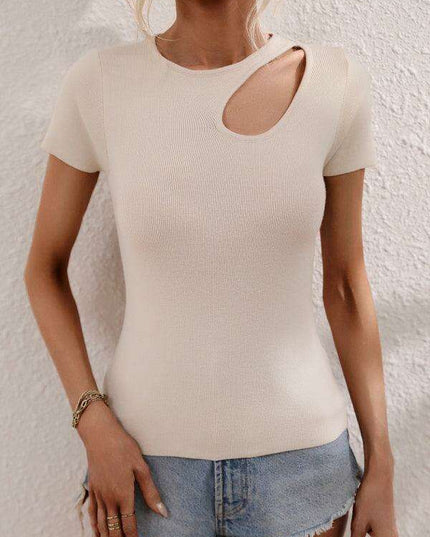 Chic Asymmetrical Shoulder Ribbed Knit Sweater