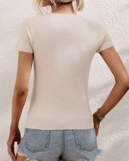 Chic Asymmetrical Shoulder Ribbed Knit Sweater