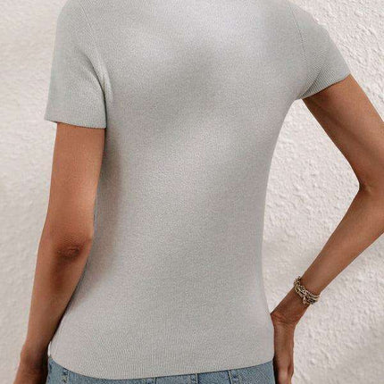 Chic Asymmetrical Shoulder Ribbed Knit Sweater
