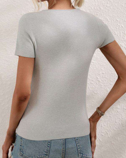 Chic Asymmetrical Shoulder Ribbed Knit Sweater