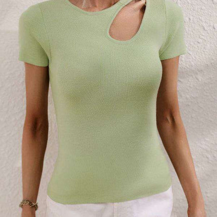 Chic Asymmetrical Shoulder Ribbed Knit Sweater