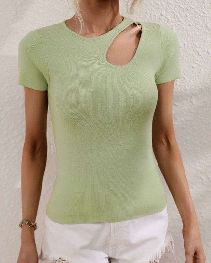 Chic Asymmetrical Shoulder Ribbed Knit Sweater