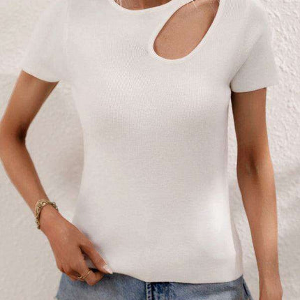 Chic Asymmetrical Shoulder Ribbed Knit Sweater