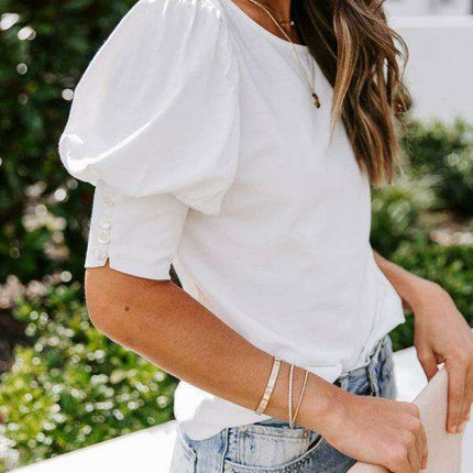 Chic Puff Sleeve Silk Blend Blouse for Women