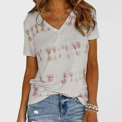 Casual Chic Women's Striped Tie-Dye Short Sleeve Tee