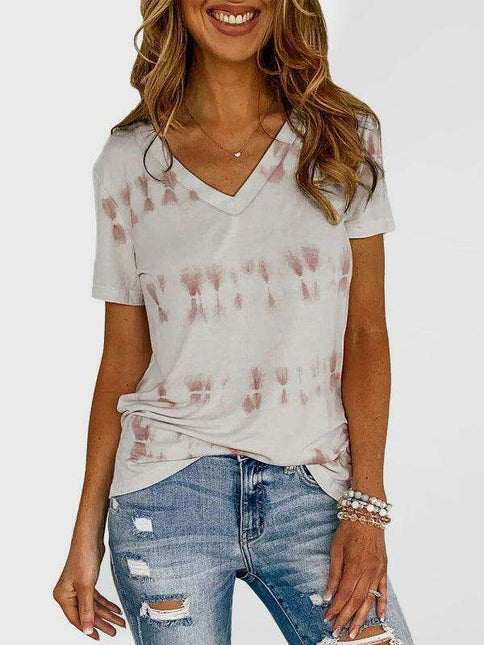 Casual Chic Women's Striped Tie-Dye Short Sleeve Tee