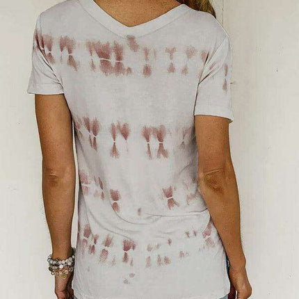 Casual Chic Women's Striped Tie-Dye Short Sleeve Tee