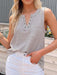 Lace-Up Black Waffle Knit Tank Top for Women