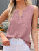 Lace-Up Black Waffle Knit Tank Top for Women