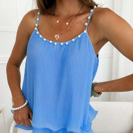 Elegant Pearl-Accented Sleeveless Camisole