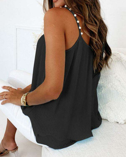 Elegant Pearl-Accented Sleeveless Camisole