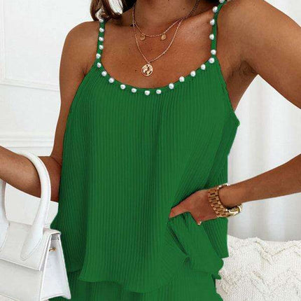 Elegant Pearl-Accented Sleeveless Camisole