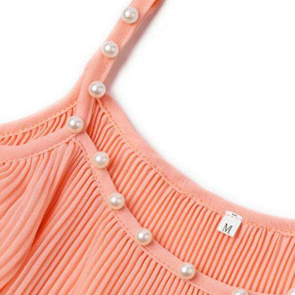 Elegant Pearl-Accented Sleeveless Camisole