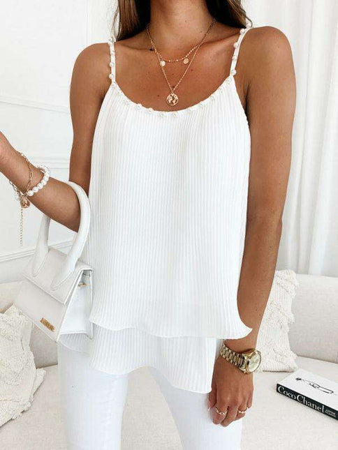 Elegant Pearl-Accented Sleeveless Camisole