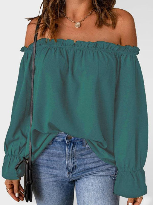 Chic Off-Shoulder Chiffon Top - Stylish Solid Color Blouse for All Occasions