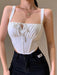 Satin Scrunched Bodice Crop Top with Bow Detail