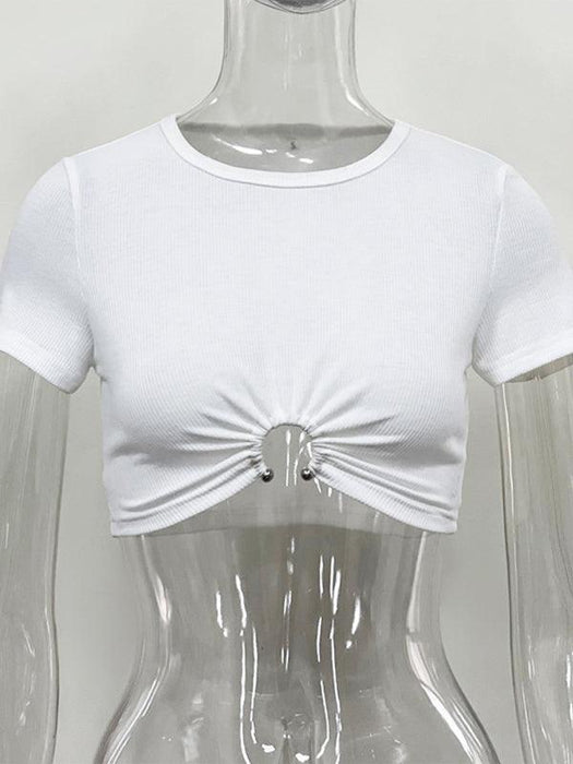 Ring-Embellished Crop Top: The Perfect Fusion of Elegance and Comfort