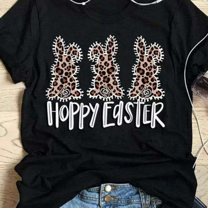 Leopard Print Bunny Graphic T-Shirt - Stylish Women's Casual Wear for Everyday Elegance