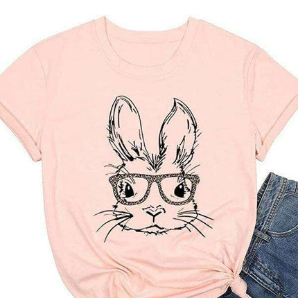 Leopard Print Bunny Graphic T-Shirt - Stylish Women's Casual Wear for Everyday Elegance