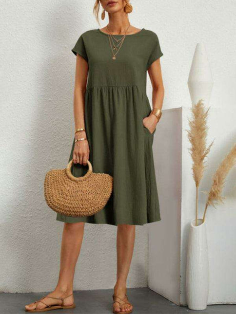 Chic Women's A-Line Dress in Cotton and Linen by Jakoto