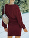 Sophisticated Balloon Sleeve High Waist Knit Dress for Women