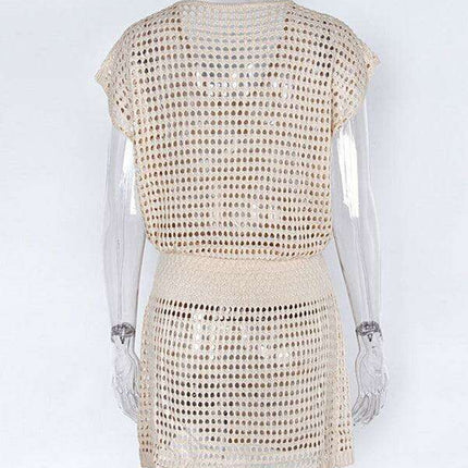 Chic Lace Knit Mini Summer Dress for Women