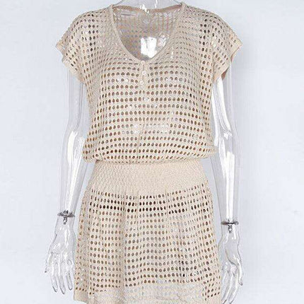 Chic Lace Knit Mini Summer Dress for Women