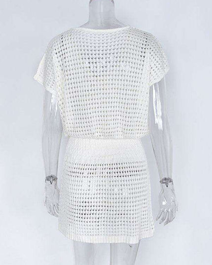 Chic Lace Knit Mini Summer Dress for Women