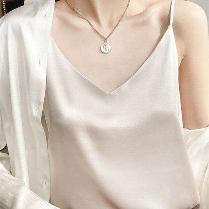 Elegant Cream Satin Camisole Top