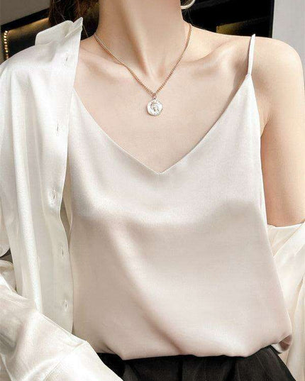 Elegant Cream Satin Camisole Top