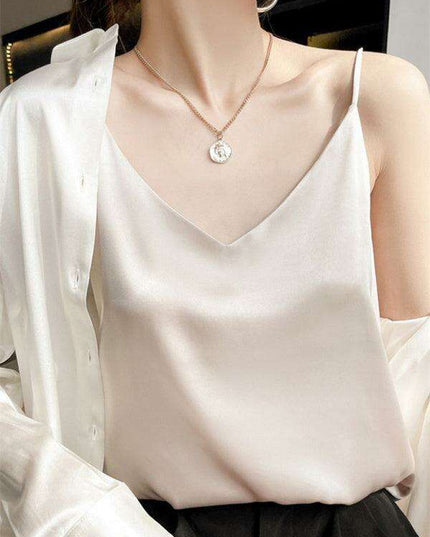 Elegant Cream Satin Camisole Top
