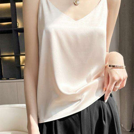 Elegant Cream Satin Camisole Top
