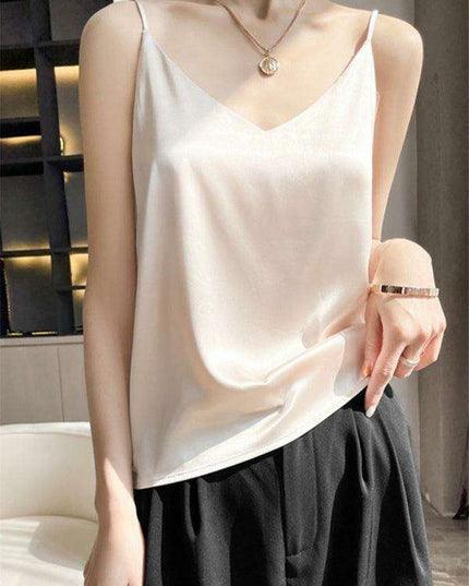 Elegant Cream Satin Camisole Top