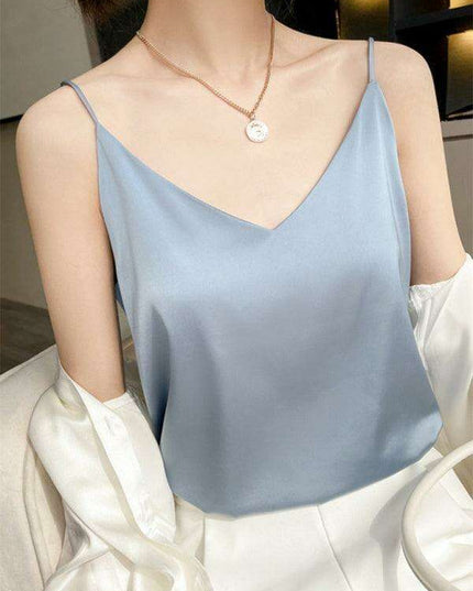 Elegant Cream Satin Camisole Top