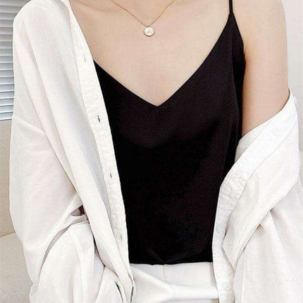 Elegant Cream Satin Camisole Top