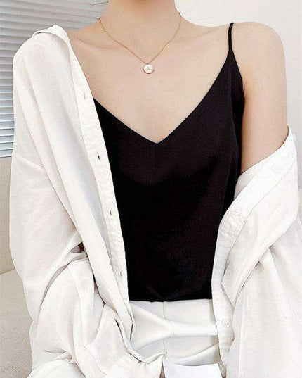 Elegant Cream Satin Camisole Top