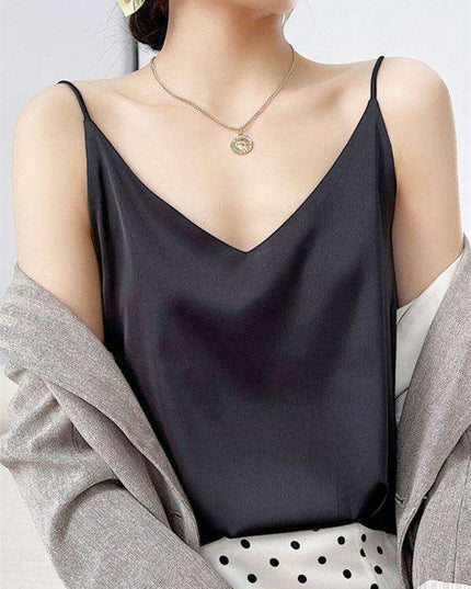 Elegant Cream Satin Camisole Top