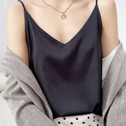 Elegant Cream Satin Camisole Top